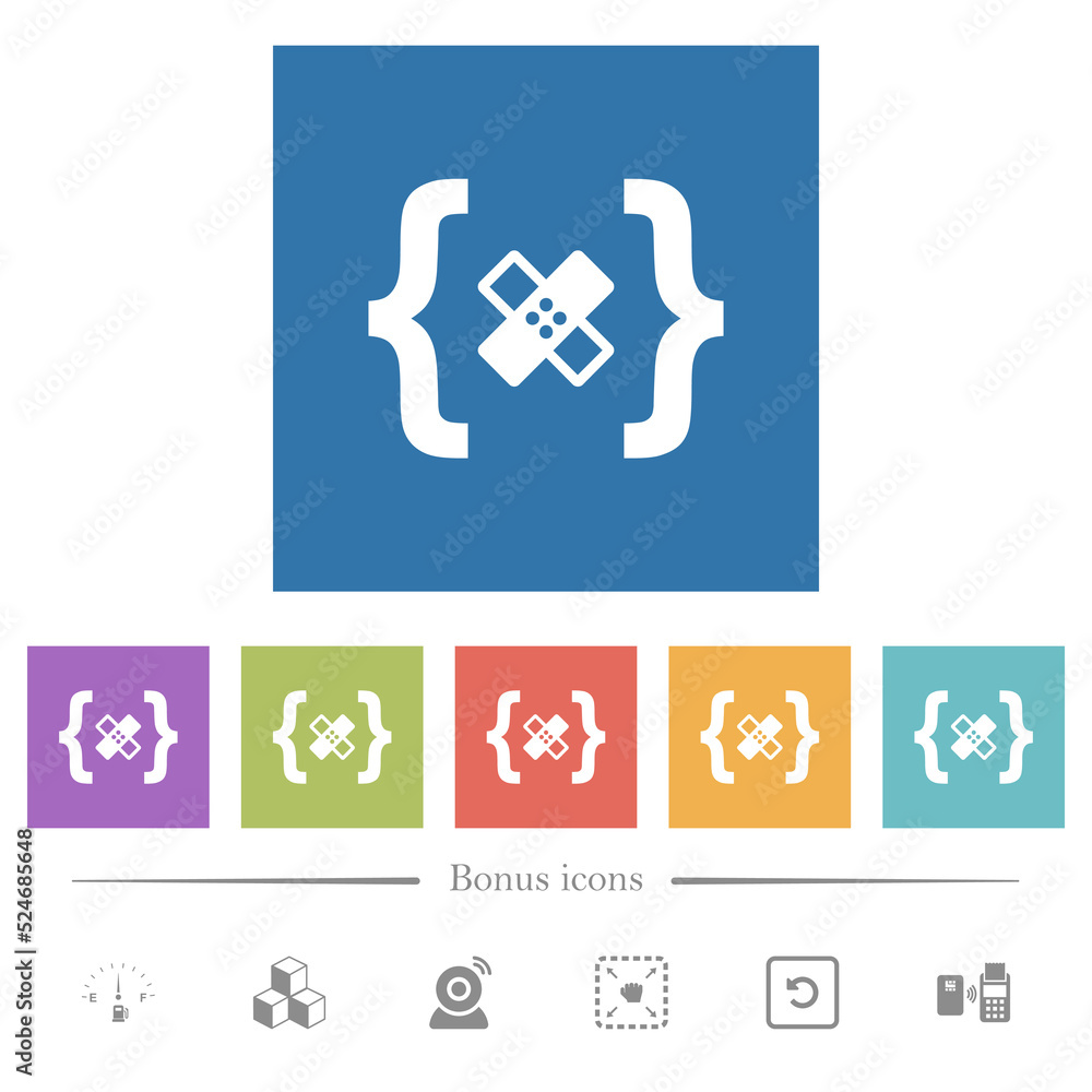 Software patch flat white icons in square backgrounds Software patch flat white icons in square backgrounds