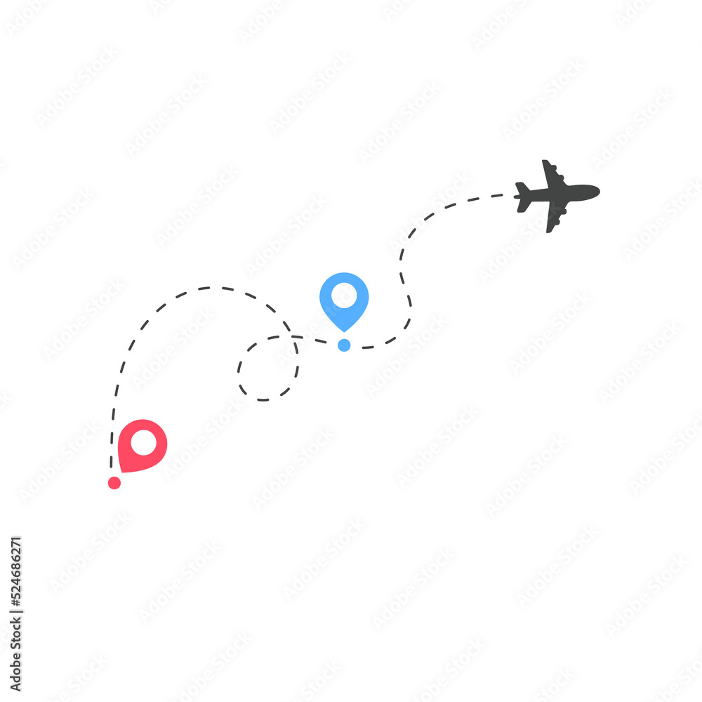 Obraz premium plane travel route Pin on the world map travel travel ideas