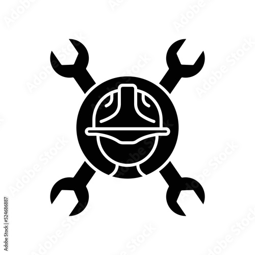 Head foreman icon with double wrench. icon related to construction, labor day. Glyph icon style, solid. Simple design editable