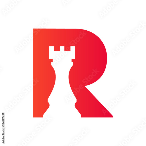 Letter R Chess Game Logo Design Vector Template. Chess Logo Type Symbol