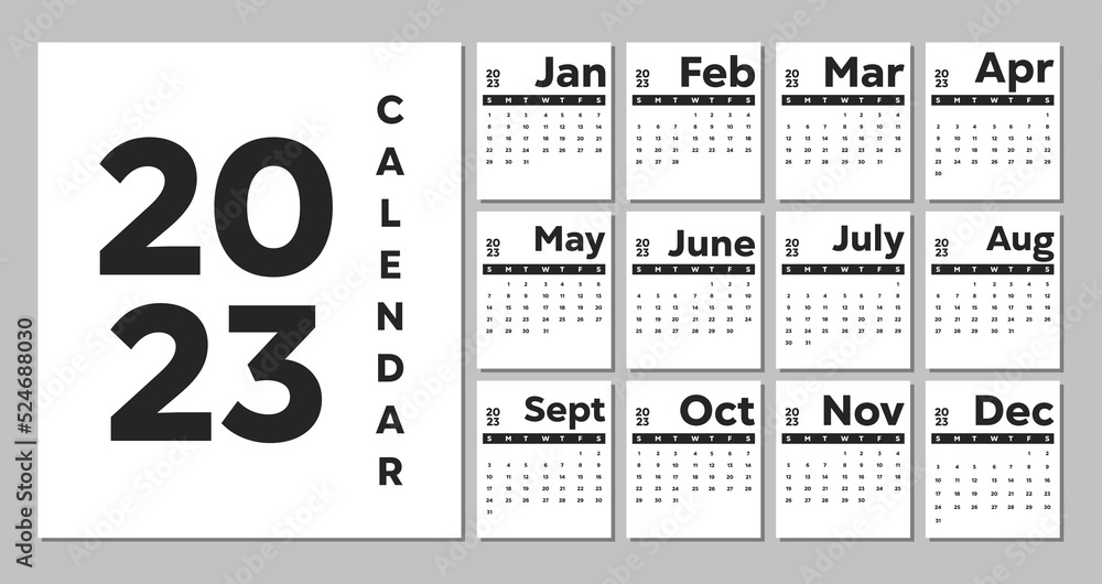 Elegant Professional 2023 Business Calendar Template Stock Vector