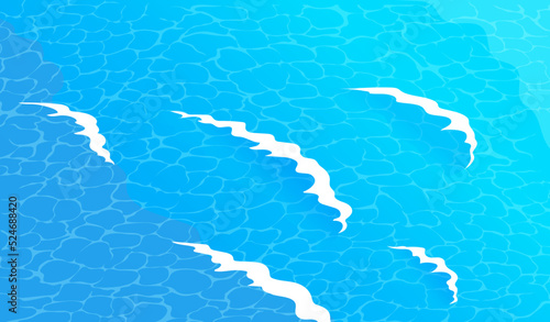 Blue sea water surface with ripples and waves vector illustration