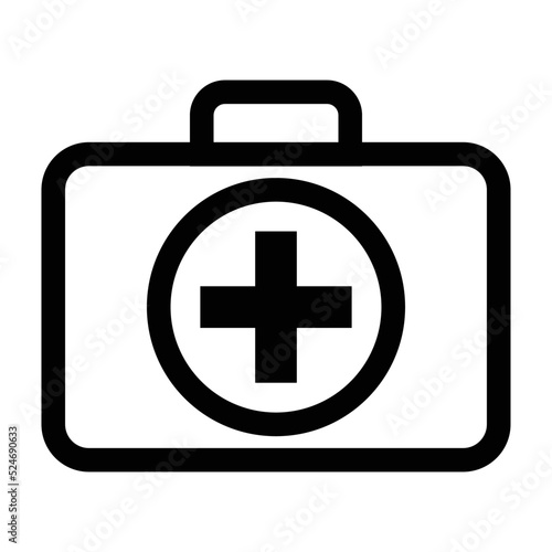 Doctor suitcase, healthcare simple black icon isolated on white
