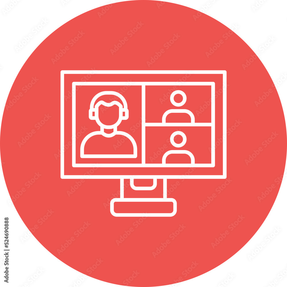 Video Conference Multicolor Circle Line Inverted Icon Video Conference Multicolor Circle Line Inverted Icon