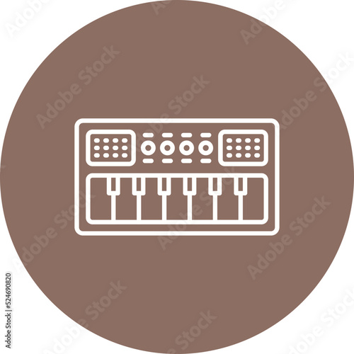 Piano Multicolor Circle Line Inverted Icon