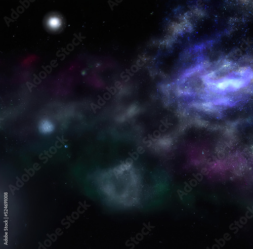 Galaxies in space. Abstract outer space background. Night sky - Universe filled with stars, nebula and galaxy. Galaxy Astronomy art, dramatic view. 3D illustration