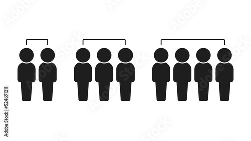 立っている2人組･3人組･4人組のアイコン･ピクトグラム - グループ･チーム分けのイメージ素材
