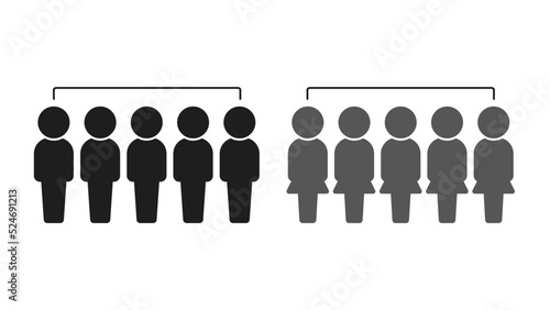 立っている男女各5人組のアイコン･ピクトグラム - グループ･性別のイメージ素材
