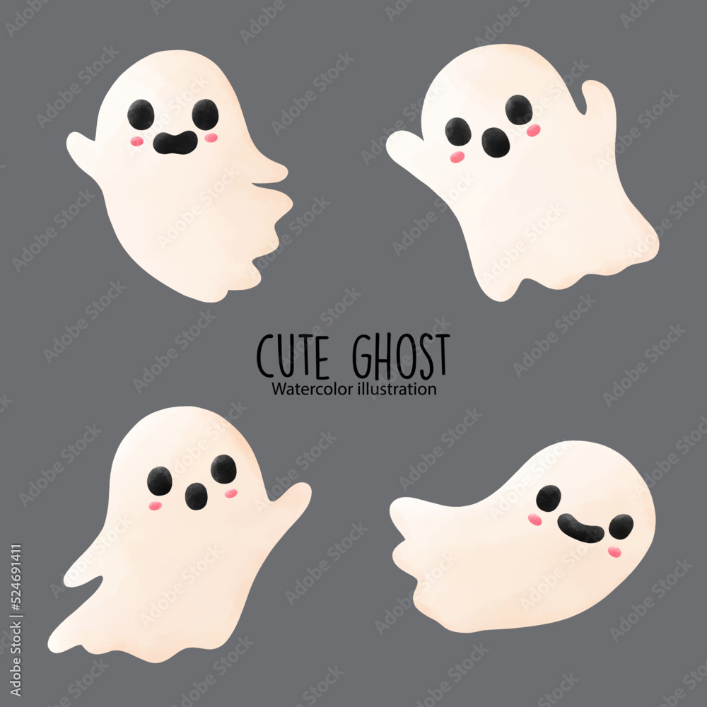 Obraz premium cute ghost watercolor. Vector illustration
