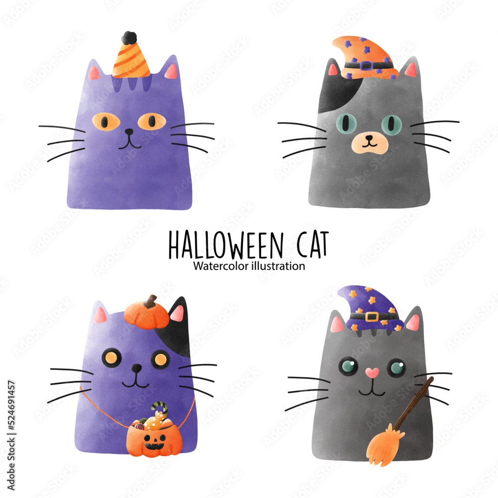 Obraz premium Halloween cat, vector illustration.