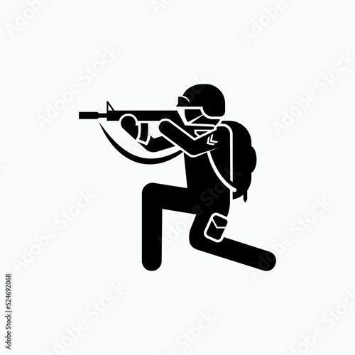 Gunman Icon. Shooter Symbol - Vector. Presented in Glyph Style.