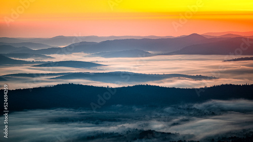 Morning landscape of the San River valley on the border between Poland and Ukraine. © Szymon Bartosz