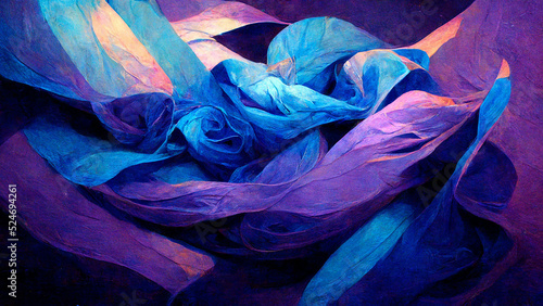 Be awed by the cool color schemes, blue lighting, and violet backgrounds in abstract art.