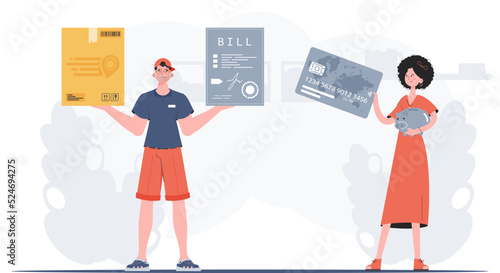 Parcel delivery concept. Vector illustration. Trendy cartoon style.