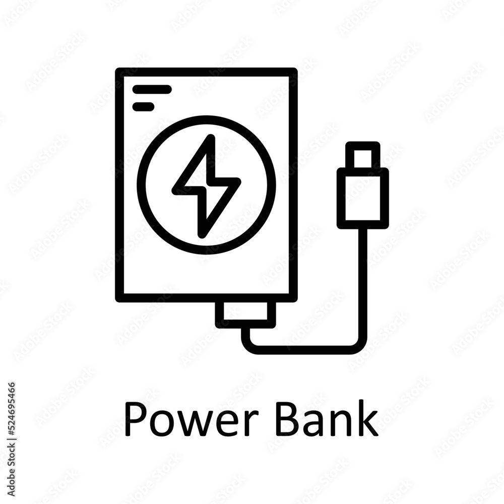 Power Bank vector Outline Icon Design illustration on White background. EPS 10 File Power Bank vector Outline Icon Design illustration on White background. EPS 10 File