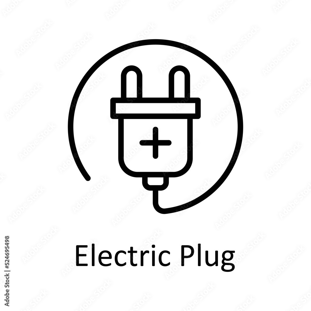 Electric Plug vector Outline Icon Design illustration on White background. EPS 10 File Electric Plug vector Outline Icon Design illustration on White background. EPS 10 File