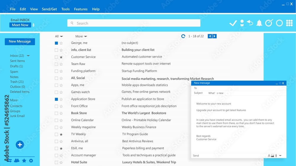 © Rawf8 - Email interface. Client mail list. Web design template. Online message communication