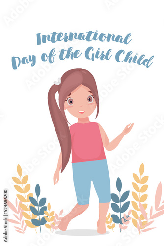 Vector banner, greeting card International Day of the Girl on a white background.