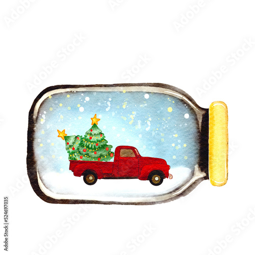 Red car in jar,Merry Christmas 