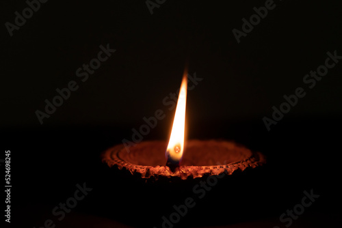 diwali diya Close up at night dark black background
