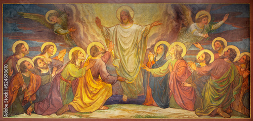 BERN, SWITZERLAND - JUNY 27, 2022: The fresco of Ascension of the Lord in the...