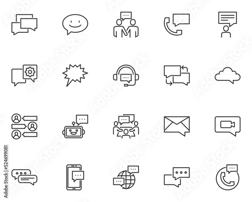 set of communication line icons, social, bubble  speech