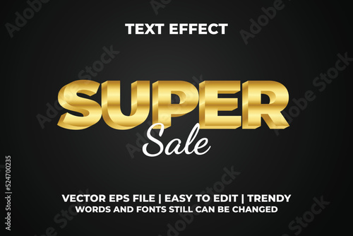 Super sale bold gold 3D text effect template design 