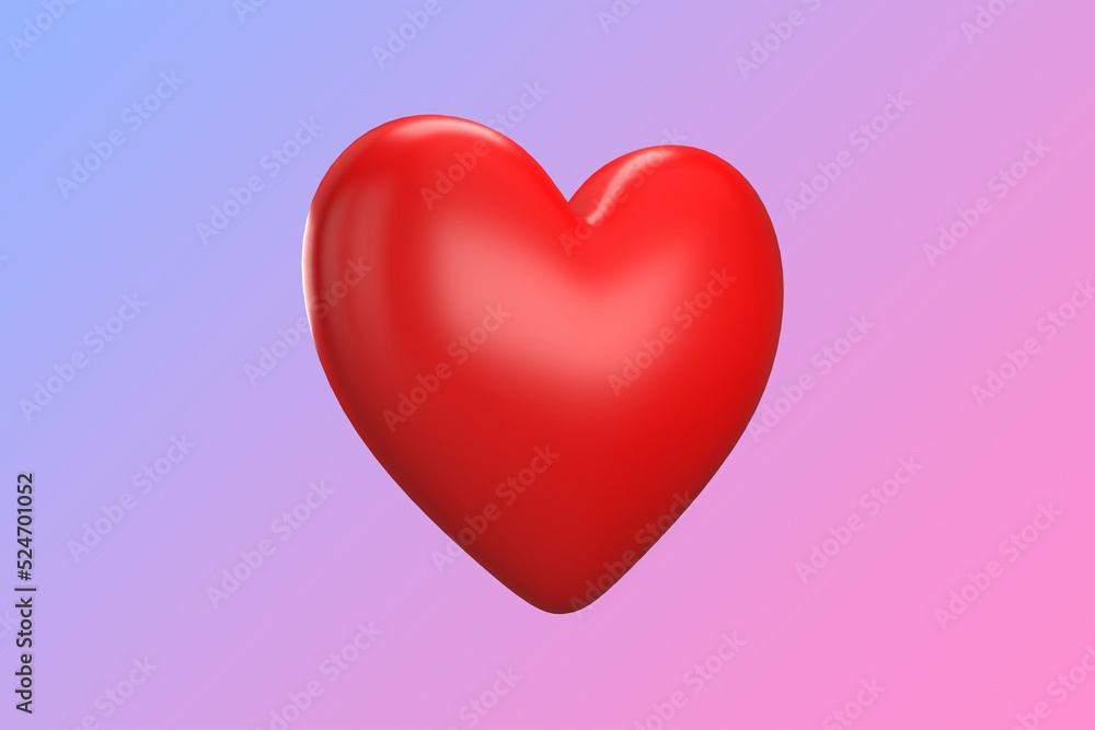 Emoji. Heart. Emoticons. 3D rendering of emoji isolated on a gradient background. Space to write. Illustration. 3D illustration. Isolated background. Ready for your mockup design template.