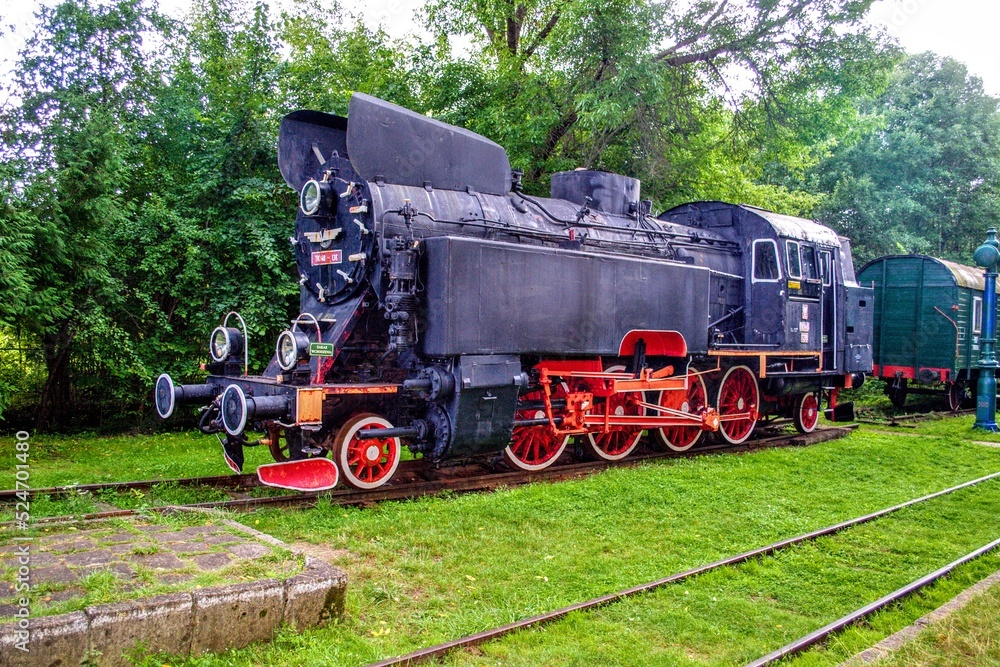 Steam train on the railway Steam train on the railway