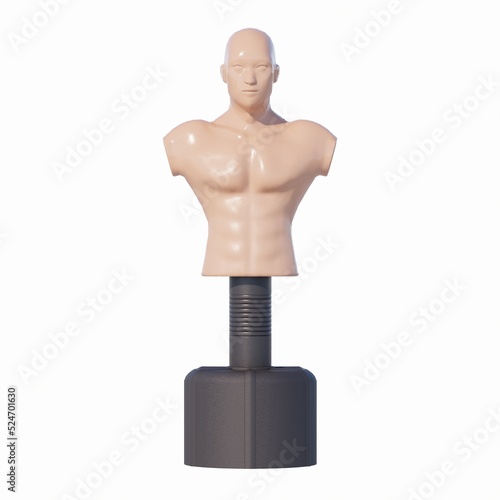 Bild auf Leinwand BOXING DUMMY FIGHTER MANNEQUIN TRAINING PRACTICE PUNCH ISOLATED ON WHITE PLAIN B