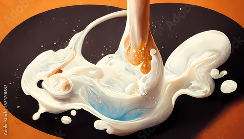 Milk splash or liquid splash, 3d rendering 