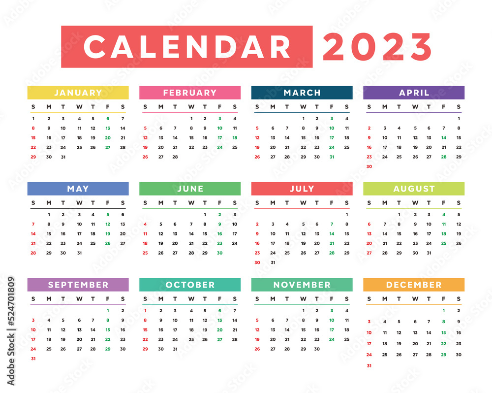 Simple 2023 new year calendar design template