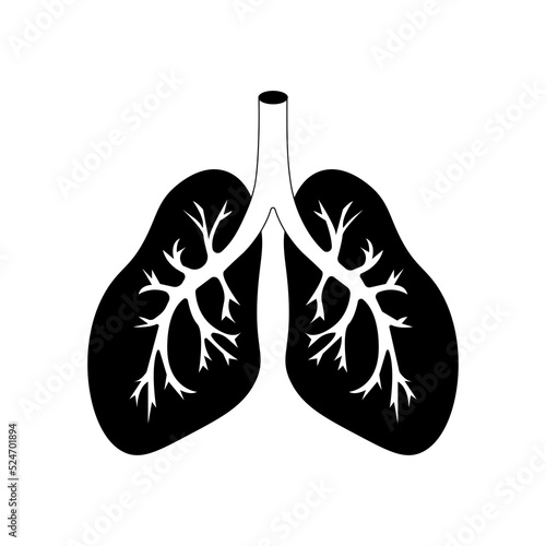 Silhouette of a man's lungs in black and white.