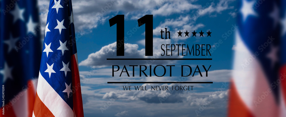 9.11 memorial banner with realistic American flag 9.11 memorial banner ...