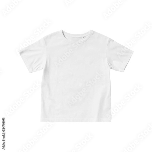 White kids t-shirt short sleeves crew neck transparent background