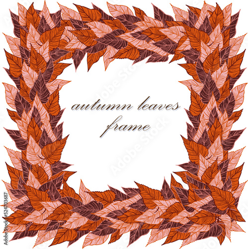 seasonal autumn frame vector design for cards, posters or flyers with fallen yellowed leaves