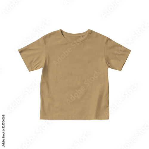 Brown color kids t-shirt short sleeves crew neck transparent background