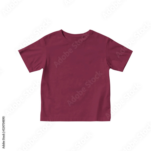 Maroon color kids t-shirt short sleeves crew neck transparent background © twentysixdepressed