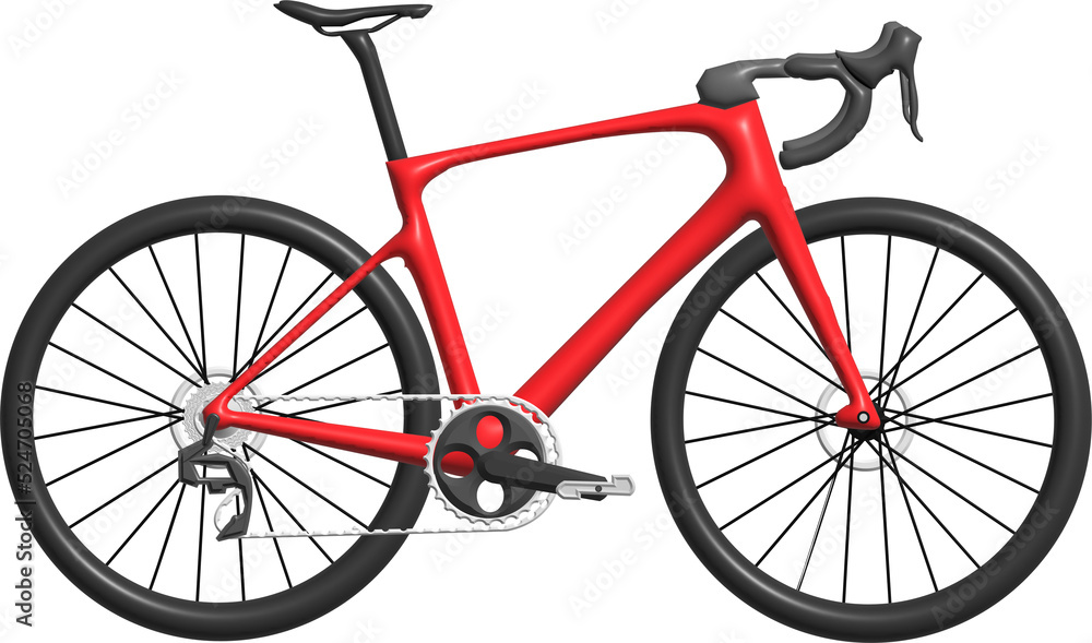3D Realistic red mountain bike isolated from white background. 