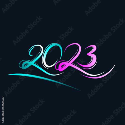 Lettering 2023 with violet and blue glow