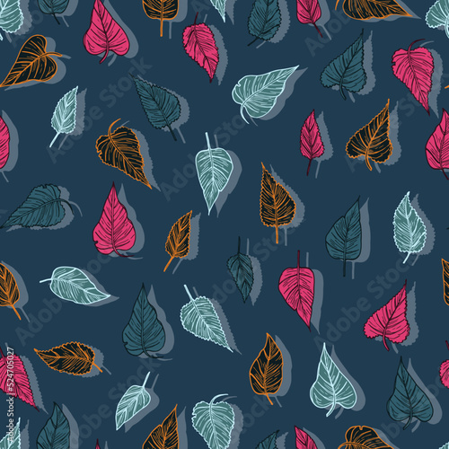 seasonal autumn fallen yellowed leaves vector seamless pattern for fabrics, prints, packaging and cards