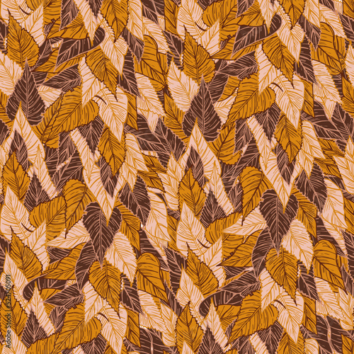 seasonal autumn fallen yellowed leaves vector seamless pattern for fabrics, prints, packaging and cards