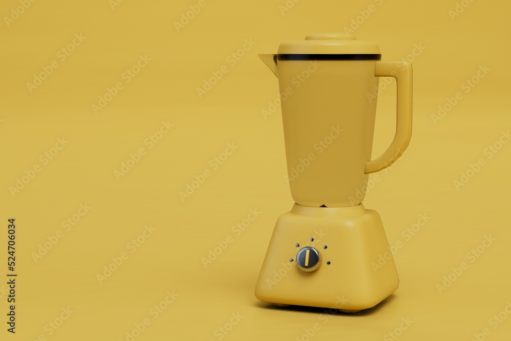 cooking and cocktails in a blender. yellow blender on a yellow background.  copy paste, copy space. 3d render. 3d illustration Stock-Illustration |  Adobe Stock