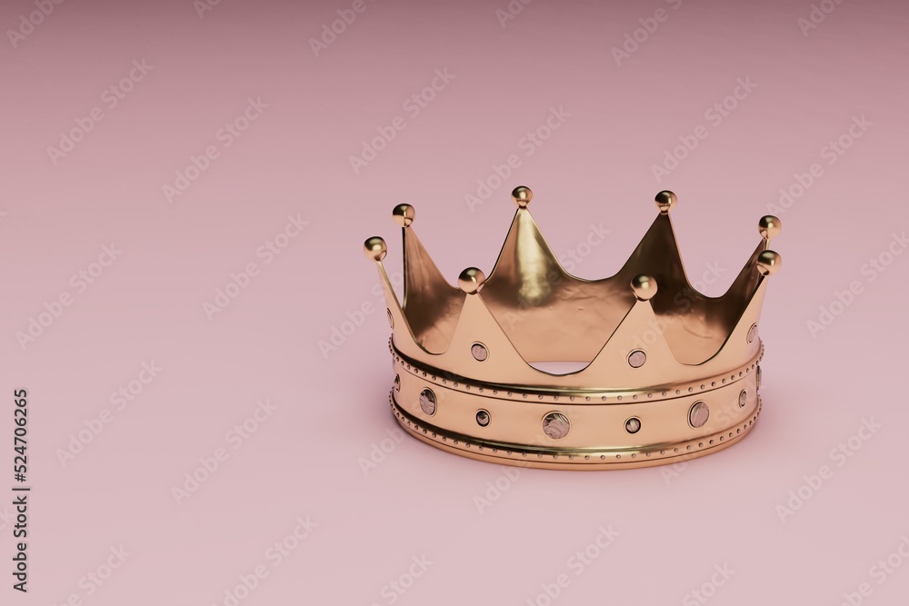 beautiful golden crown on a pink pastel background. copy paste, copy ...