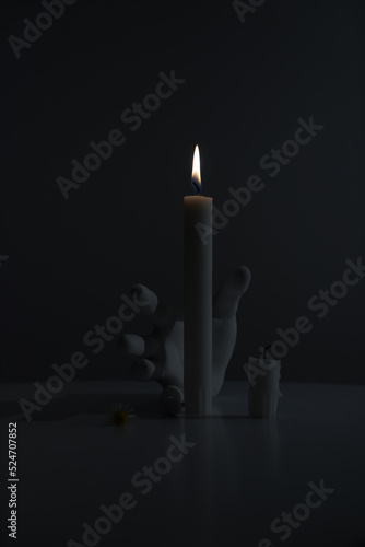 Abstract dark composition on a dark background by candlelight