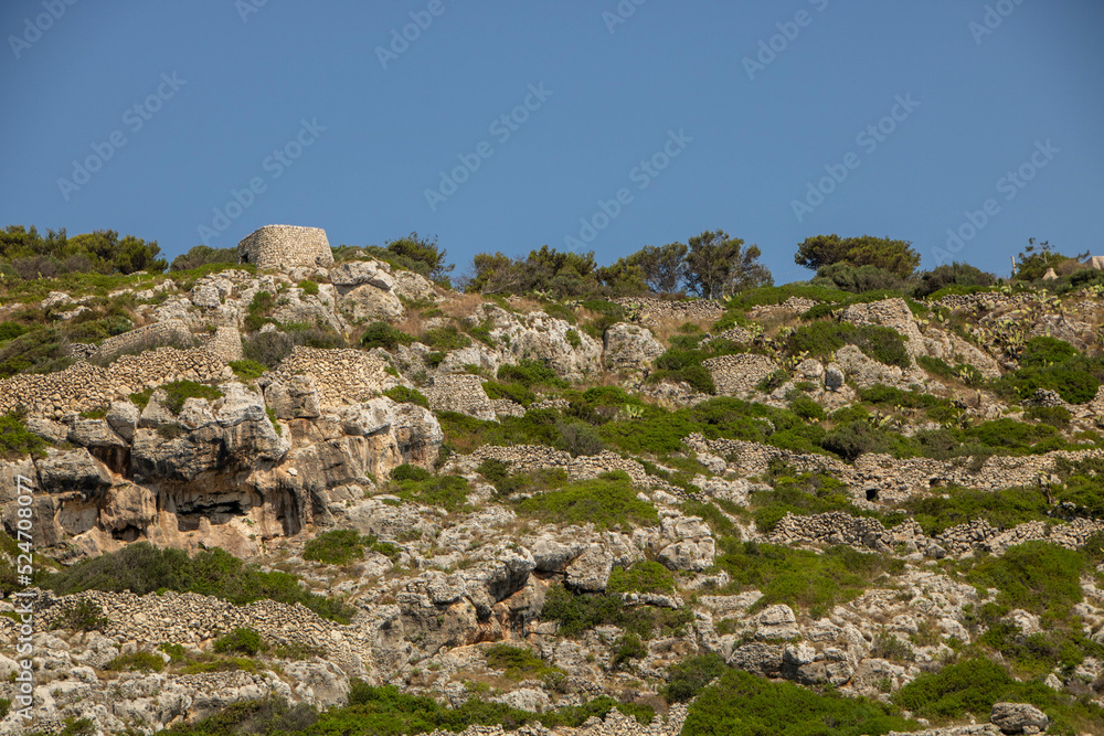 traditional and ancient apulian building called dammuso, built in local stone