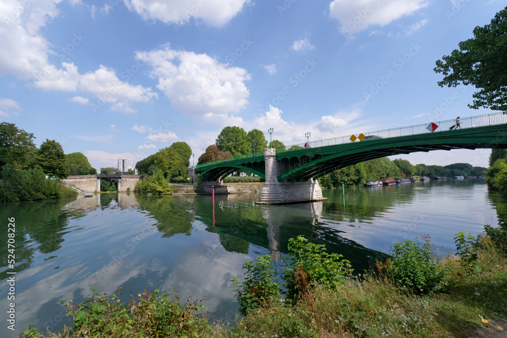  Maisons-Alfort bridge and Marne river in Grand Paris area