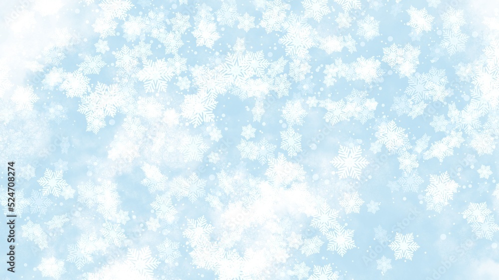 Background white Snow flake on Blue Background in Christmas holiday	