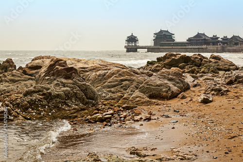 The scenery around Shanhai Pass from the Great Wall, Qinhuangdao City, Hebei Province, China.