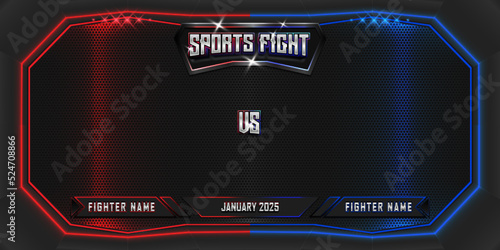 Realistic sports fighting 3d poster with modern metallic logo. MMA concept - Fight night, MMA, boxing, wrestling, Thai boxing,